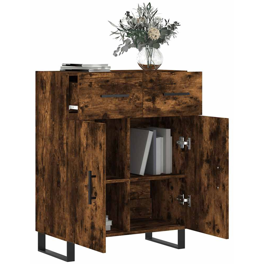 vidaXL 2 Door 2 Drawer Smoked Oak Sideboard Image 4