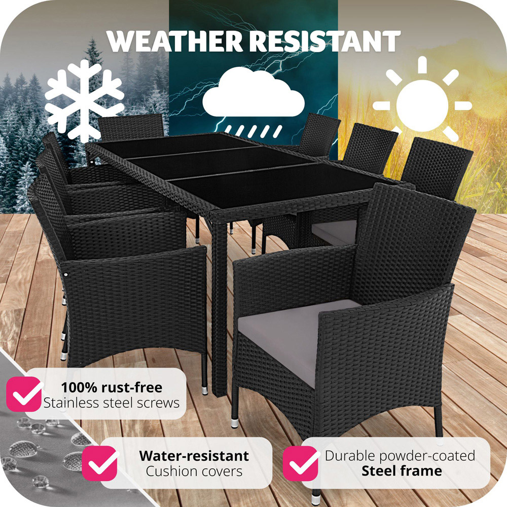 tectake Valencia Black and Grey 8 Seater Garden Dining Set Image 8
