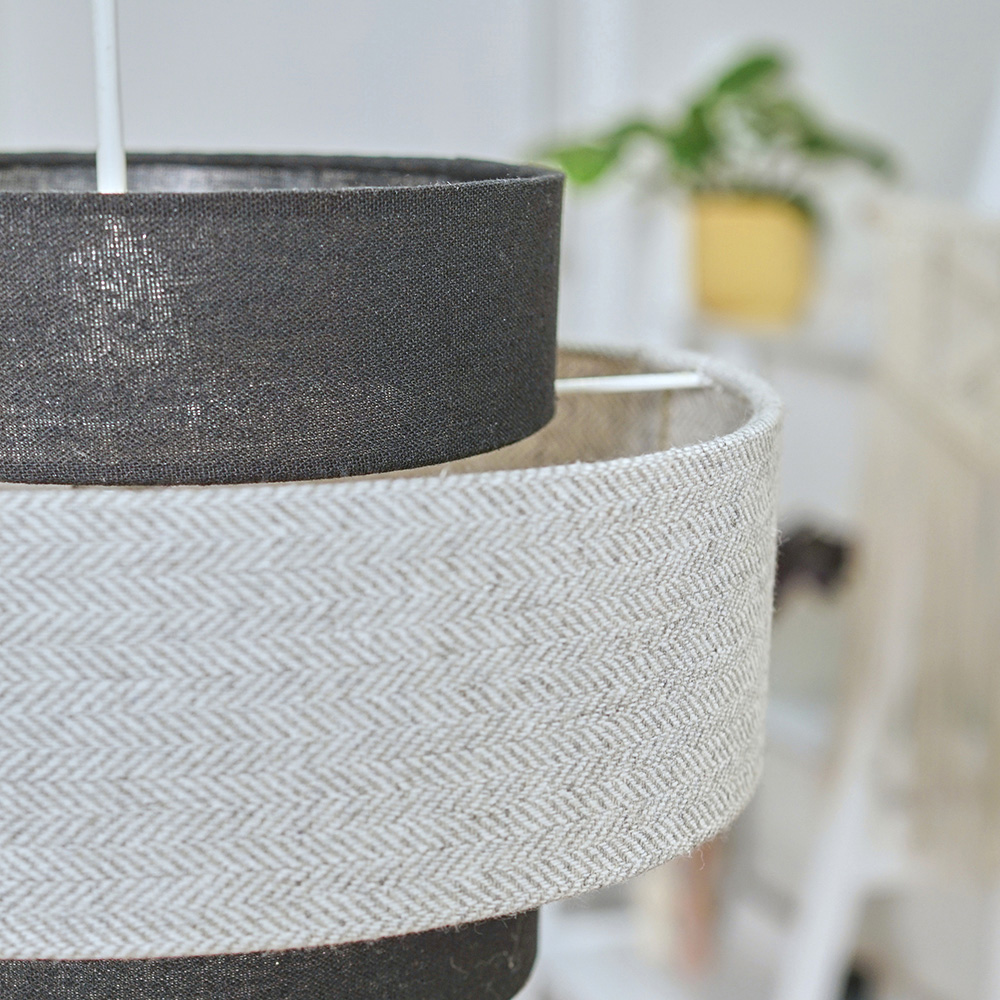 ValueLights Weaver Black and Grey Herringbone Ceiling Lamp Shade Image 4