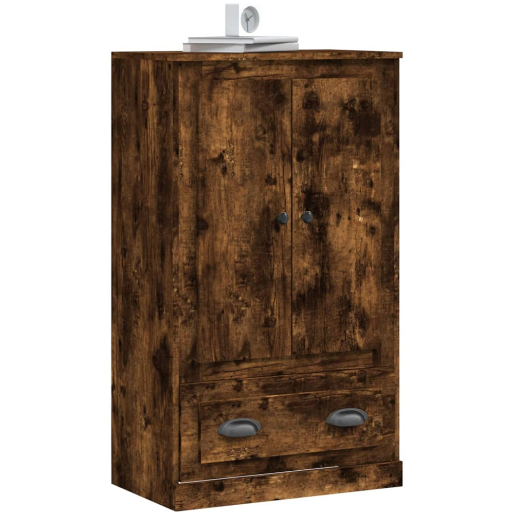 vidaXL 2 Door Single Drawer Smoked Oak Highboard Image 4