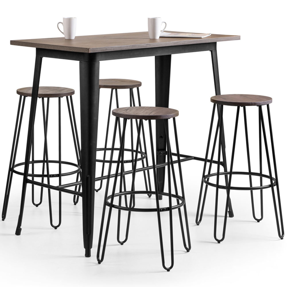 Julian Bowen Dalston Oak Round Bar Stool Set of 2 Image 7