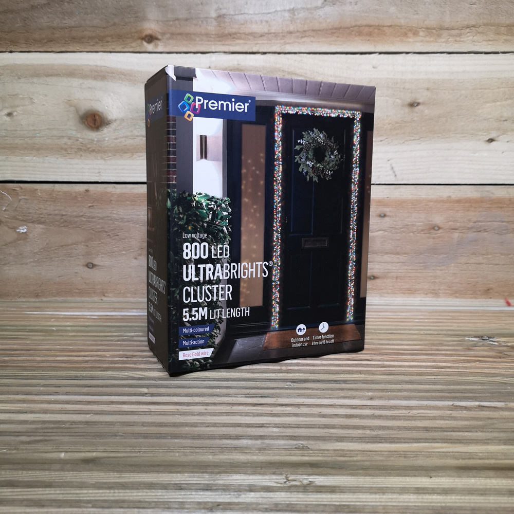 Premier UltraBrights 800 Multicolour LED Rose Gold Pin Wire Christmas Cluster Light 5.5m Image 5