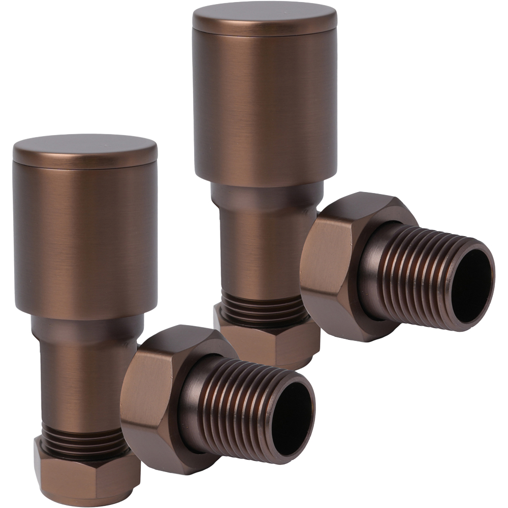 Go Bathrooms Bronze Angled Radiator Valves 15mm 2 Pack Image 1