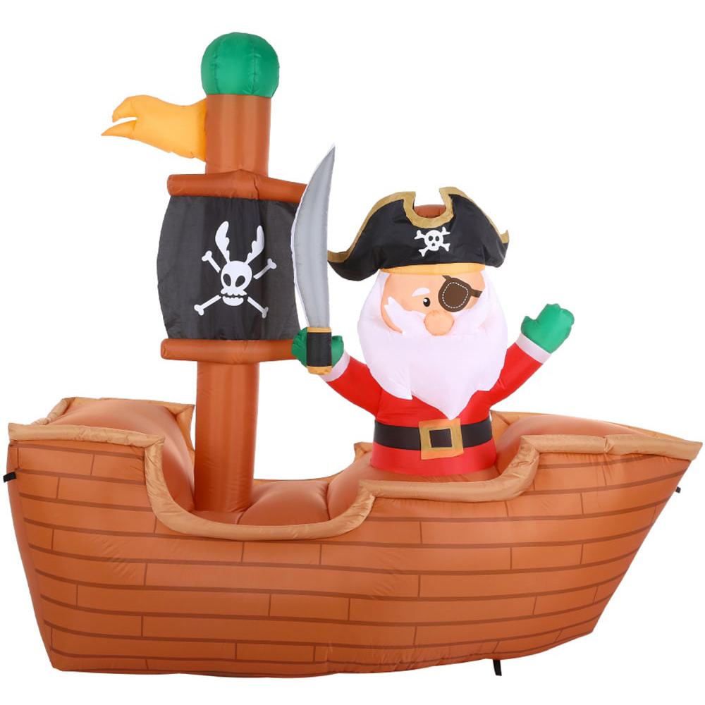 Living and Home Inflatable Pirate Santa Christmas Decoration 6ft Image 2
