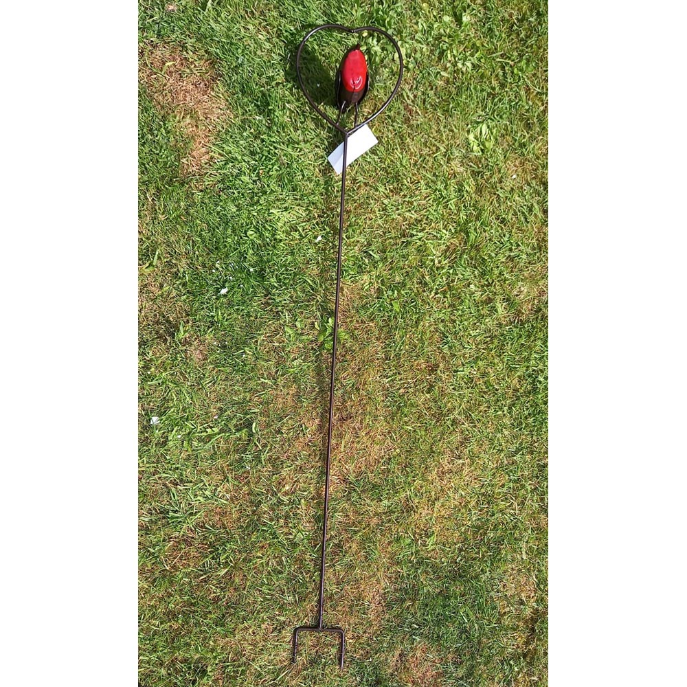 Inspirational Gifting Red Robin in a Heart Garden Plant Stake 1m Image 7
