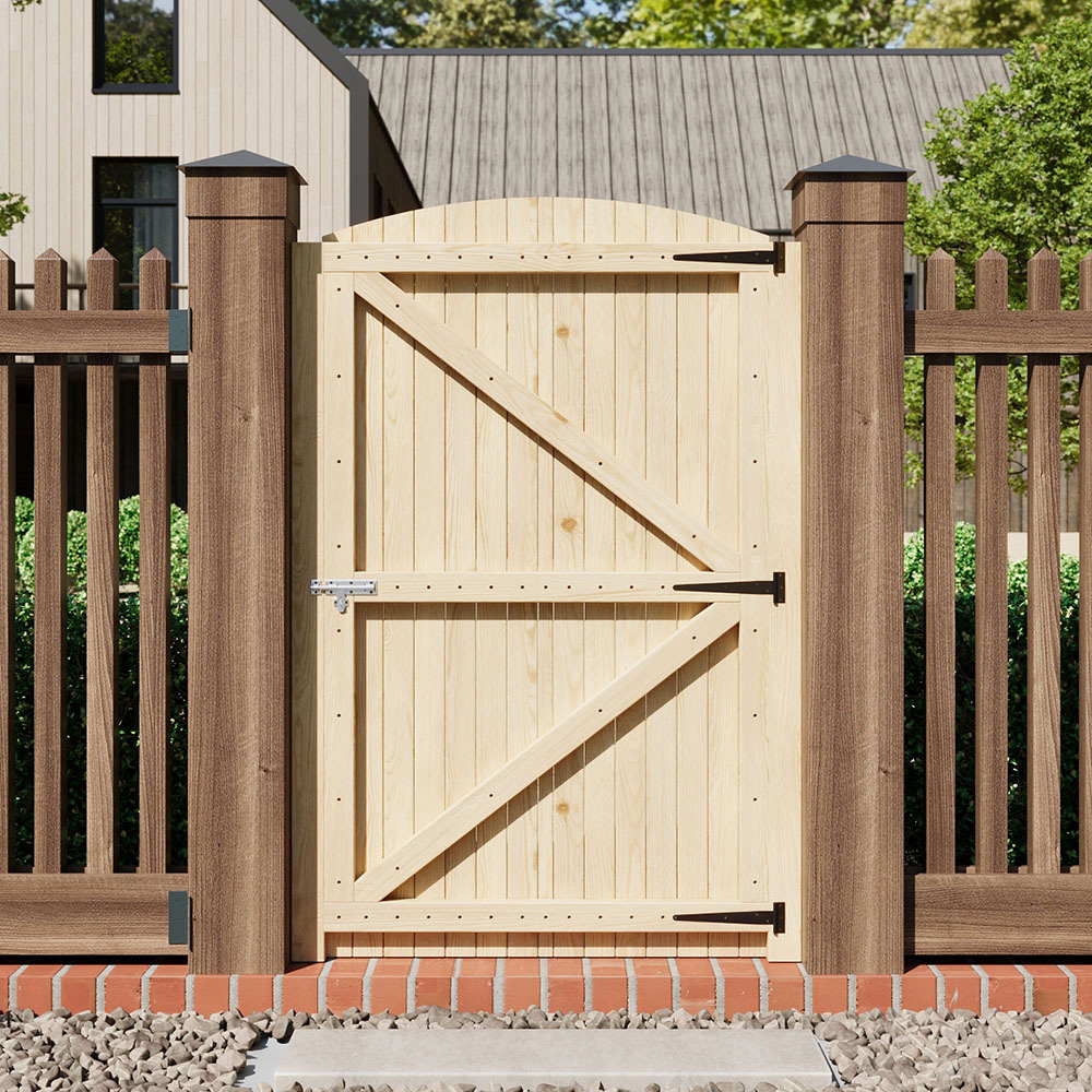 Living and Home Wooden Arch Top Garden Gate with Latch 3.4 x 5.9ft Image 7