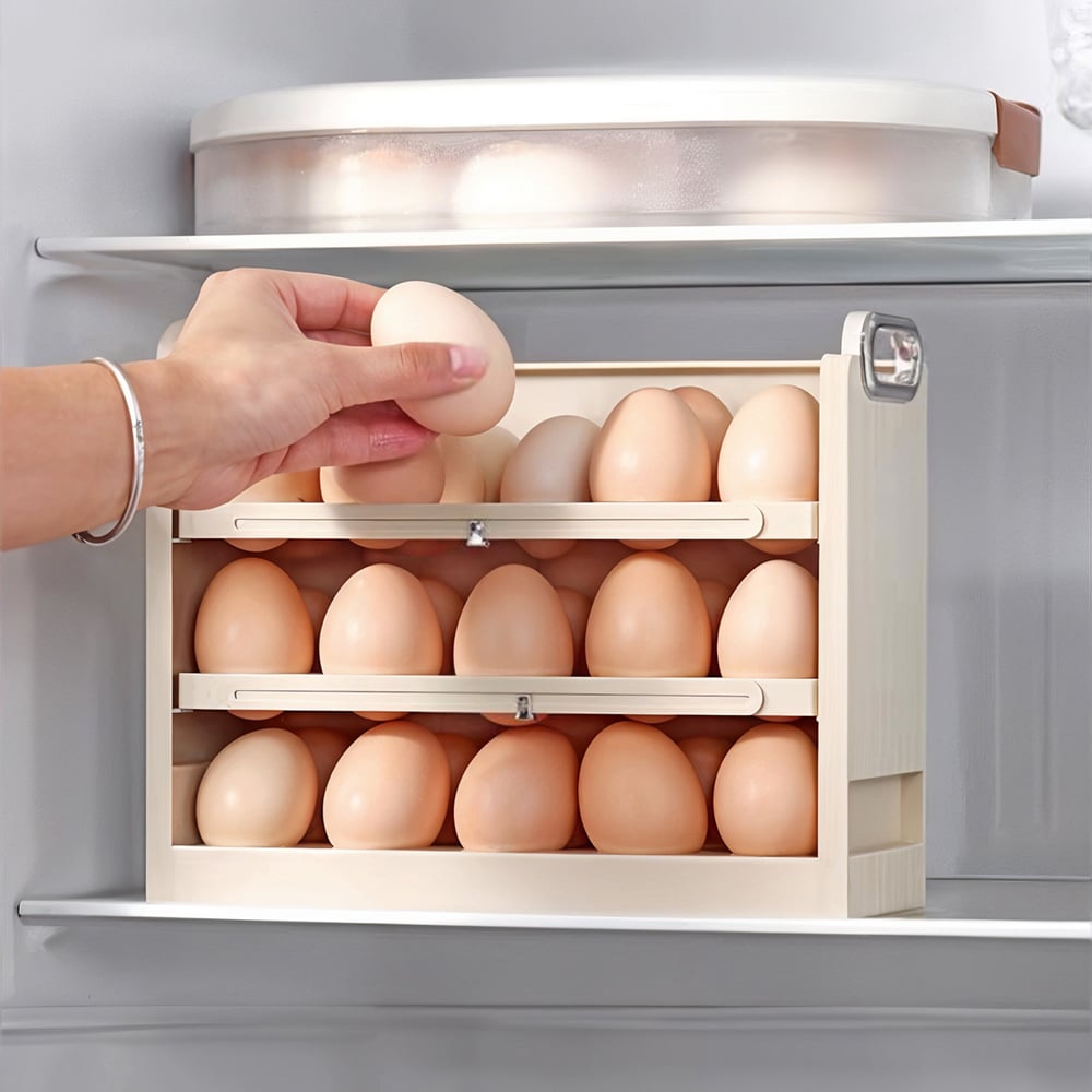 Living and Home Cream 3 Tier 30 Grid Egg Storage Holder Image 7