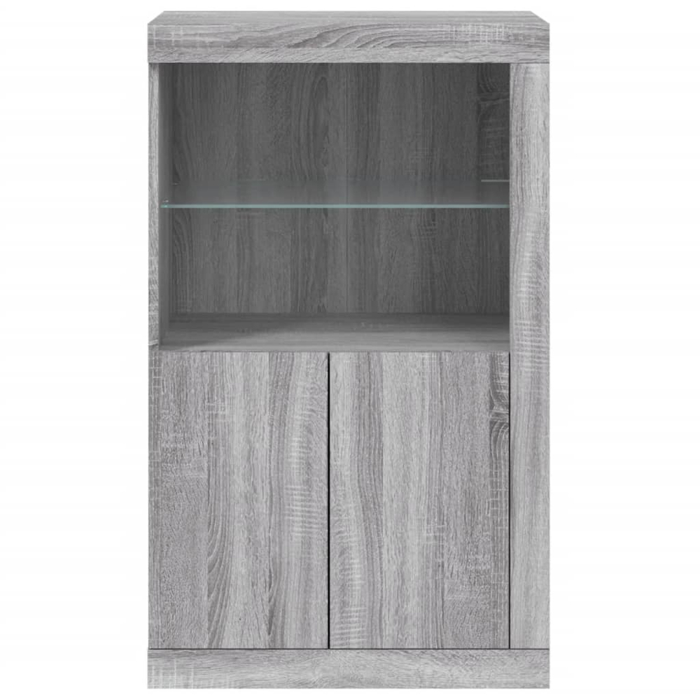 vidaXL 2 Door 2 Shelf LED Grey Sonoma Oak Side Cabinet Image 5