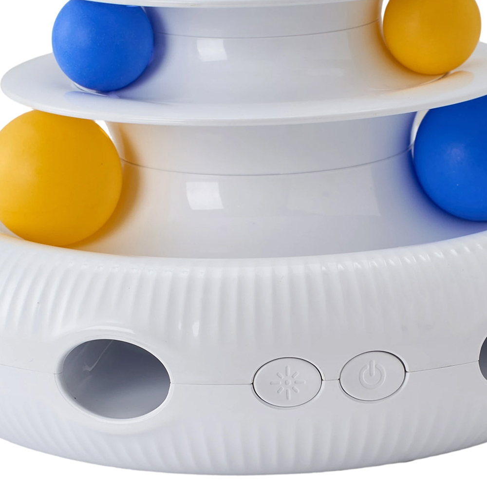 H&O Direct 3-in-1 Rechargeable Automatic Interactive Cat Toy with 2-Tier Track Ball Image 5