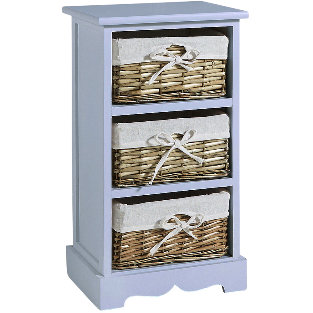 Home Source Lichfield 3 Wicker Basket Grey Storage Unit Image 2