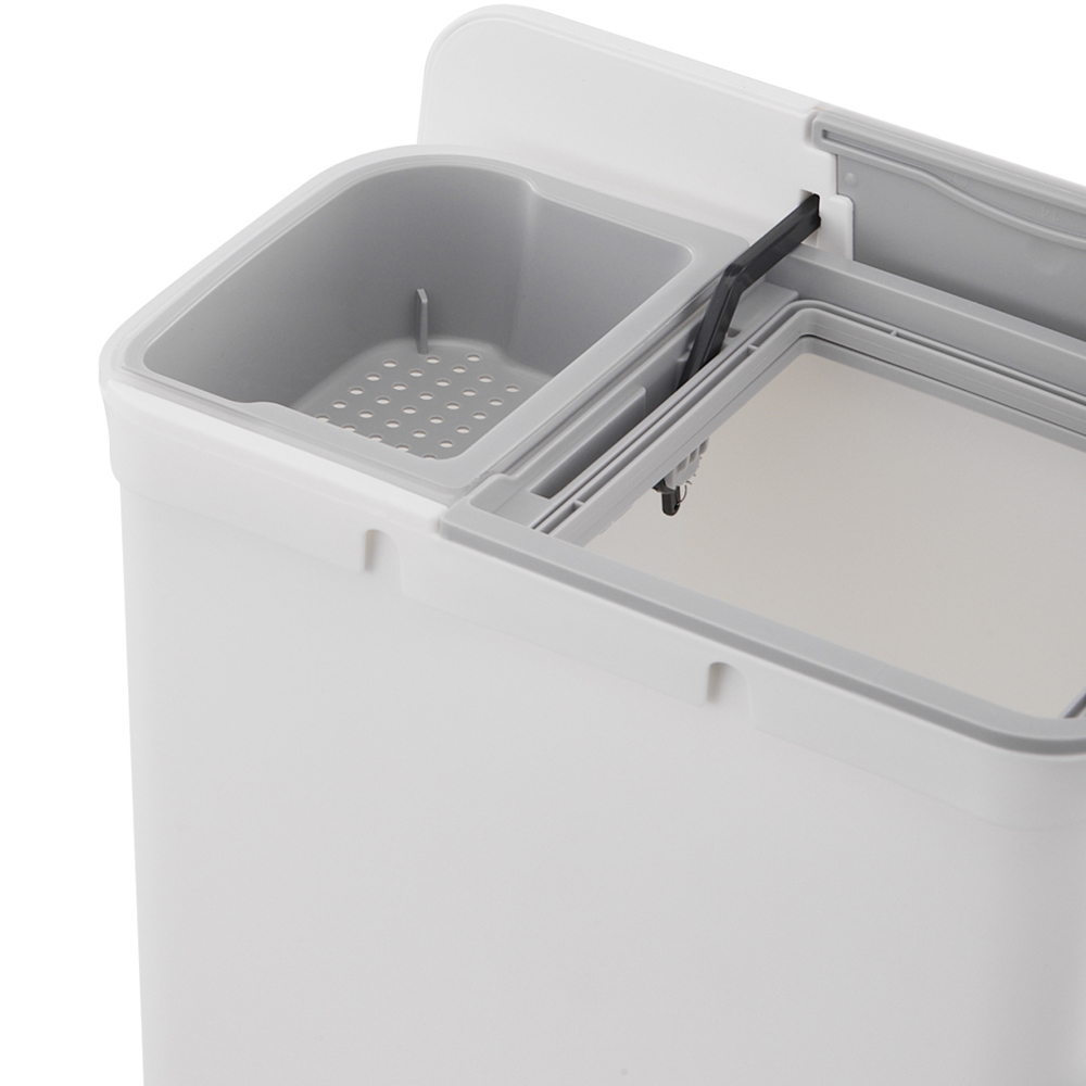 Living and Home White Wall Mounted Kitchen Trash Bin with Lid Image 5