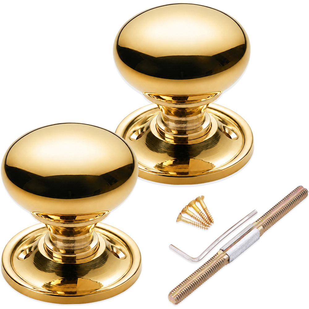 Spira Brass Polished Brass Cottage Small 40mm Rim and Mortice Door Knob 2 Pack Image 4
