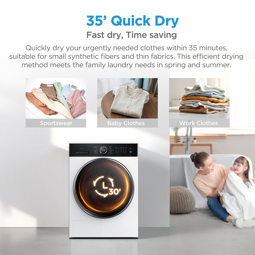 Midea MD205H90WBC/W White Heat Pump Tumble Dryer 9kg Image 9