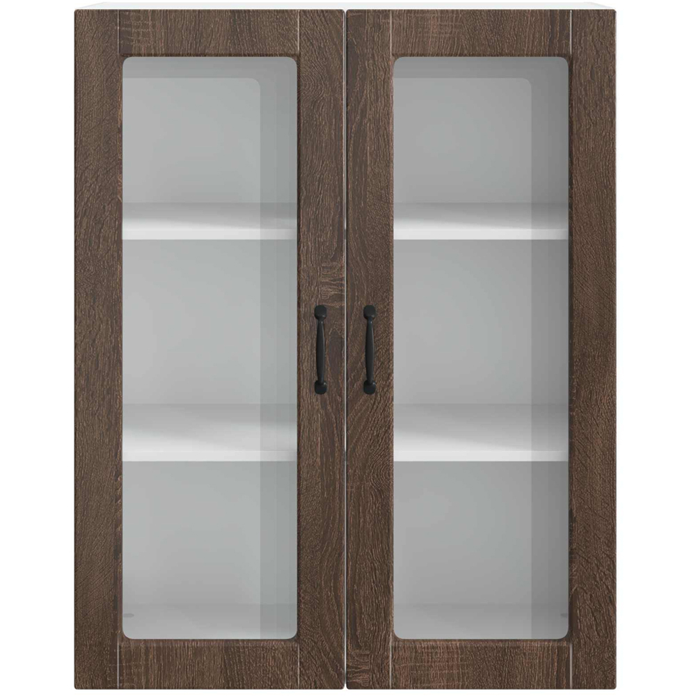 vidaXL 2 Glass Door Brown Oak Kitchen Wall Cabinet Image 4