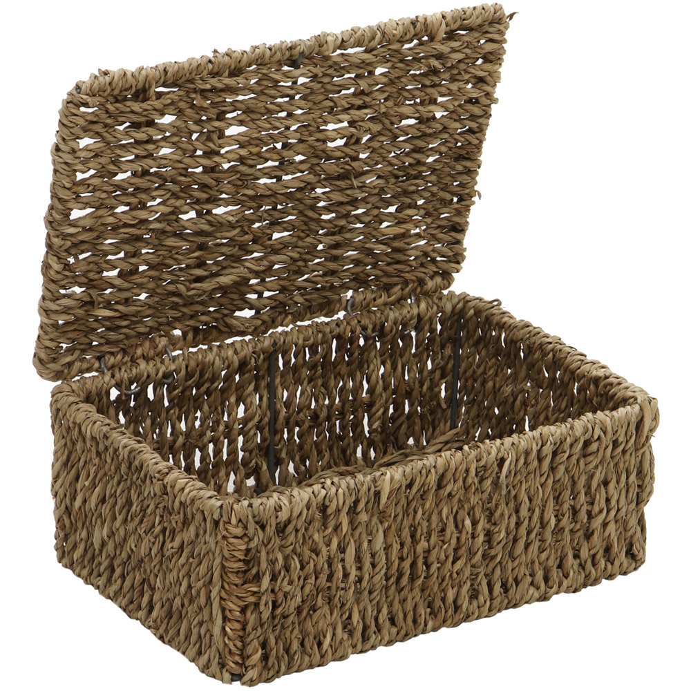 JVL Seagrass Rectangular Storage Basket with Lid 3 Pack Image 6