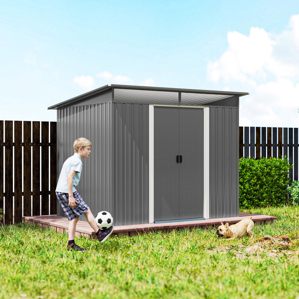 Outsunny 8.5 x 6ft Light Grey Metal Garden Storage Shed Image 6