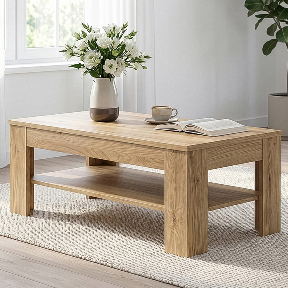 Florence Grafton Single Shelf Oak Coffee Table Image 1