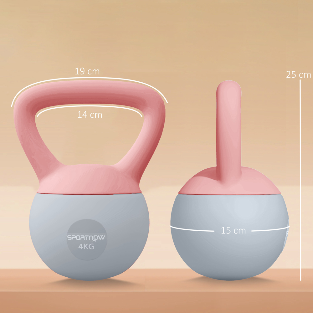 SPORTNOW Pink and Grey Soft Body Kettlebell with Non Slip Handle 4kg Image 9