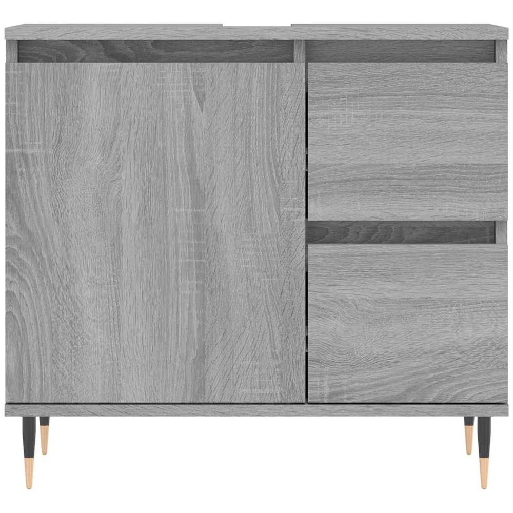 vidaXL Single Door 2 Drawer Grey Sonoma Oak Bathroom Cabinet Image 5