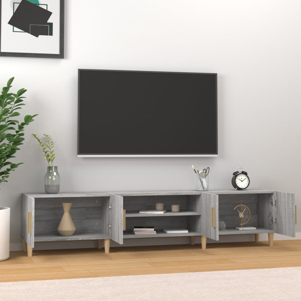 vidaXL 4 Door 2 Shelf Grey Sonoma TV Cabinet Image 3
