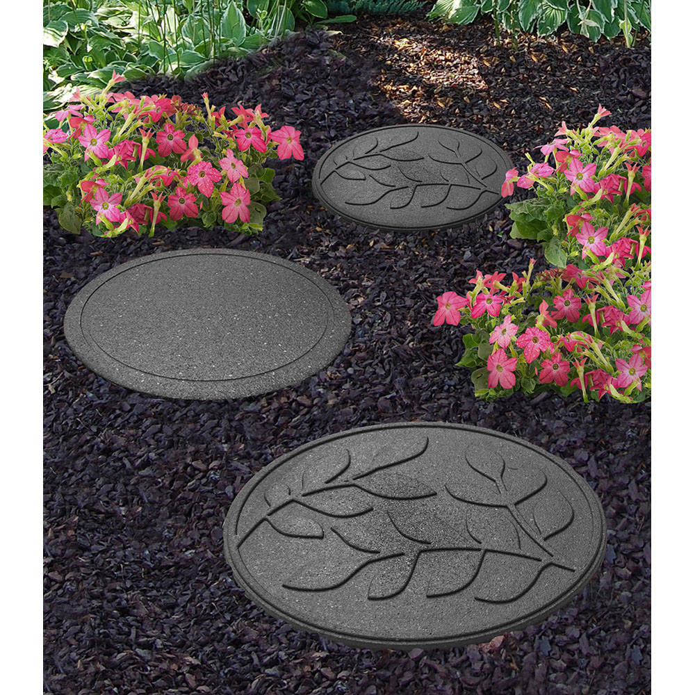 Primeur 46cm Grey Leaves Reversible Stepping Stone 4 Pack Image 6