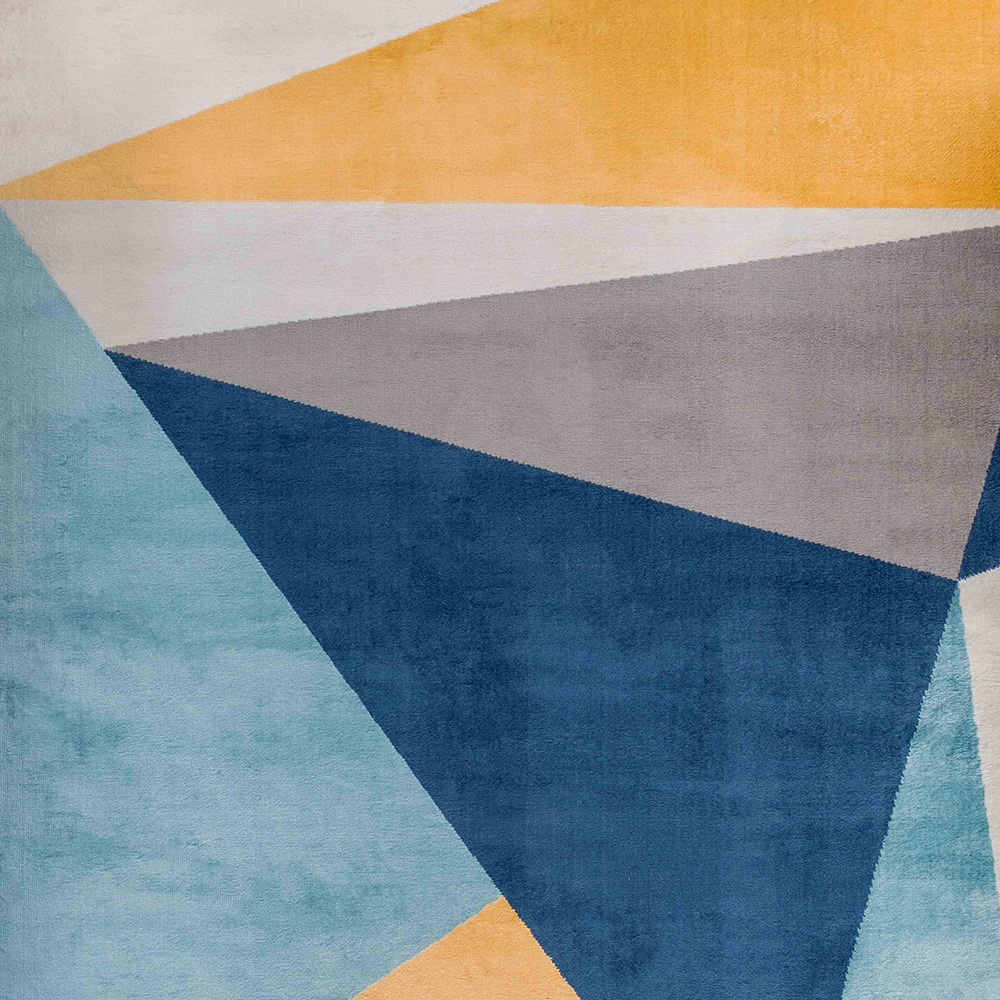 Kukoon Blue and Ochre Bold Geometric Rug 150 x 80cm Image 3