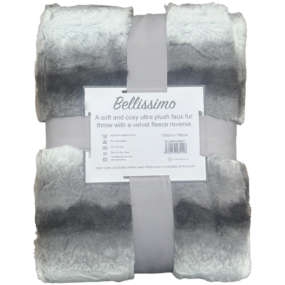 Bellissimo Grey Faux Fur Throw 130 x 180cm Image 3