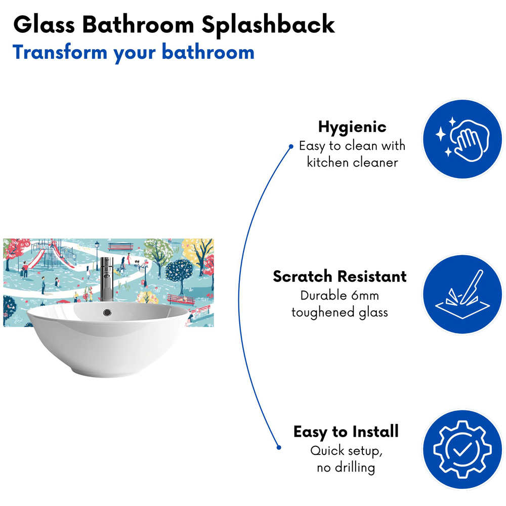 Warren Reed Designer a Day at the Park Glass Bathroom Splashback 25 x 60cm Image 4