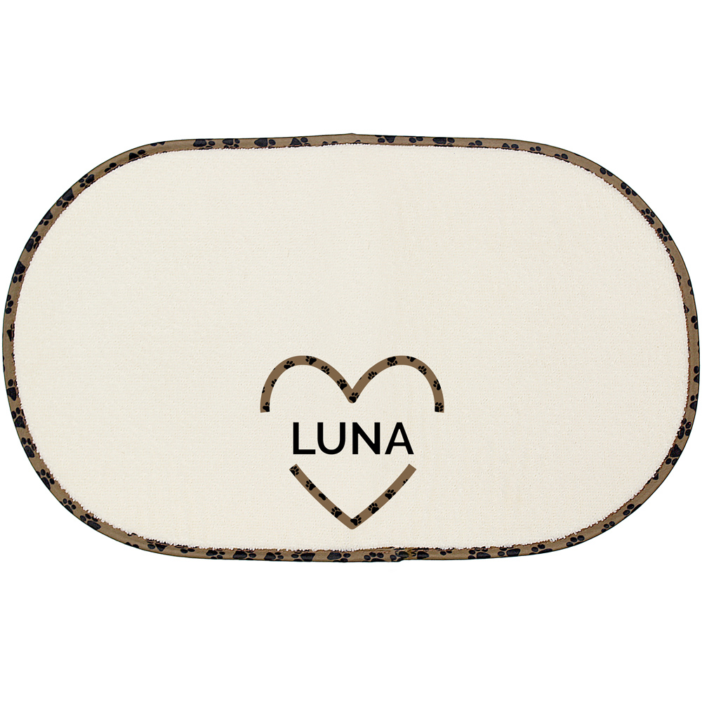 Personalised Memento Personalised Love Heart Microfibre Pet Bowl Mat Image 1