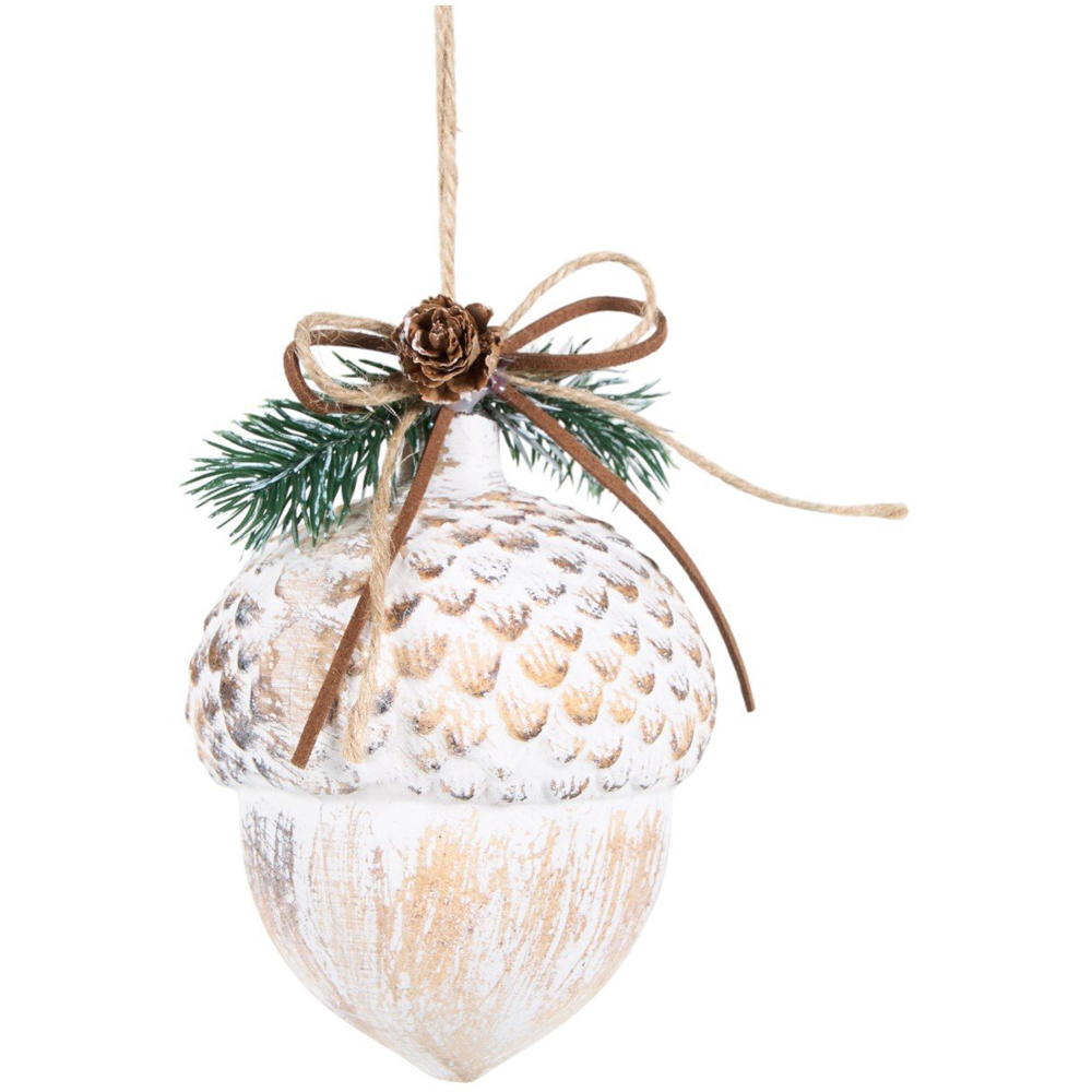 Scandi Pinecone Decoration White Image 2