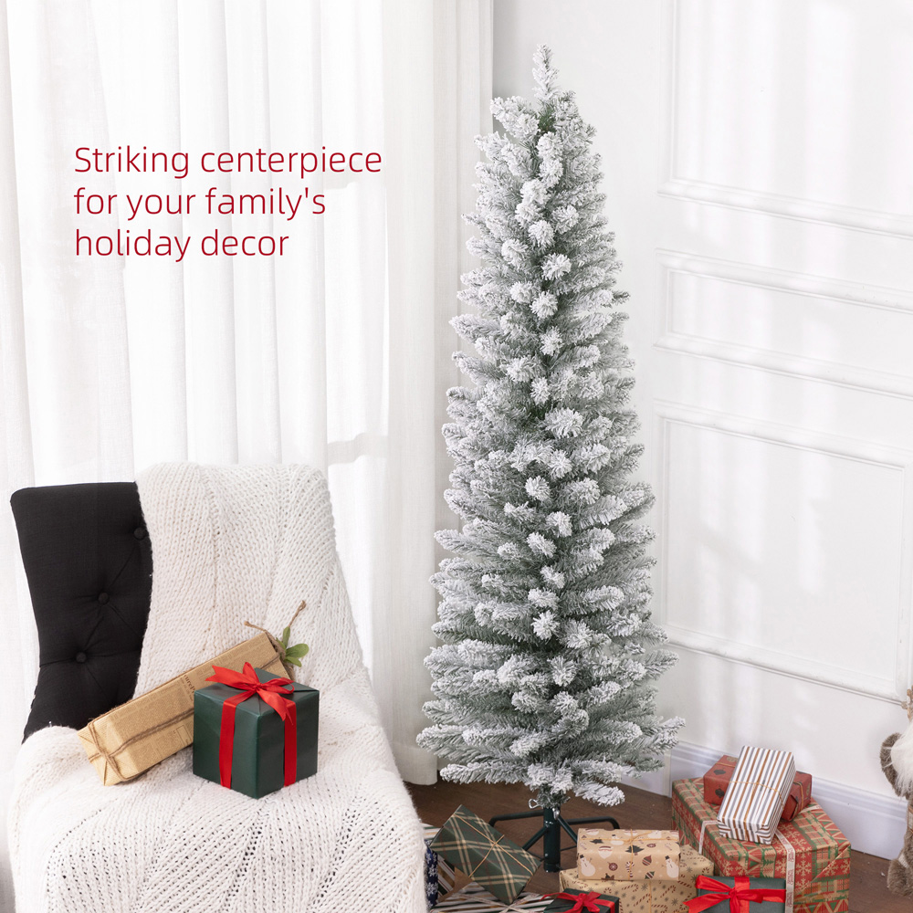 Everglow Snow Flocked Pencil Artificial Christmas Tree 5ft Image 4