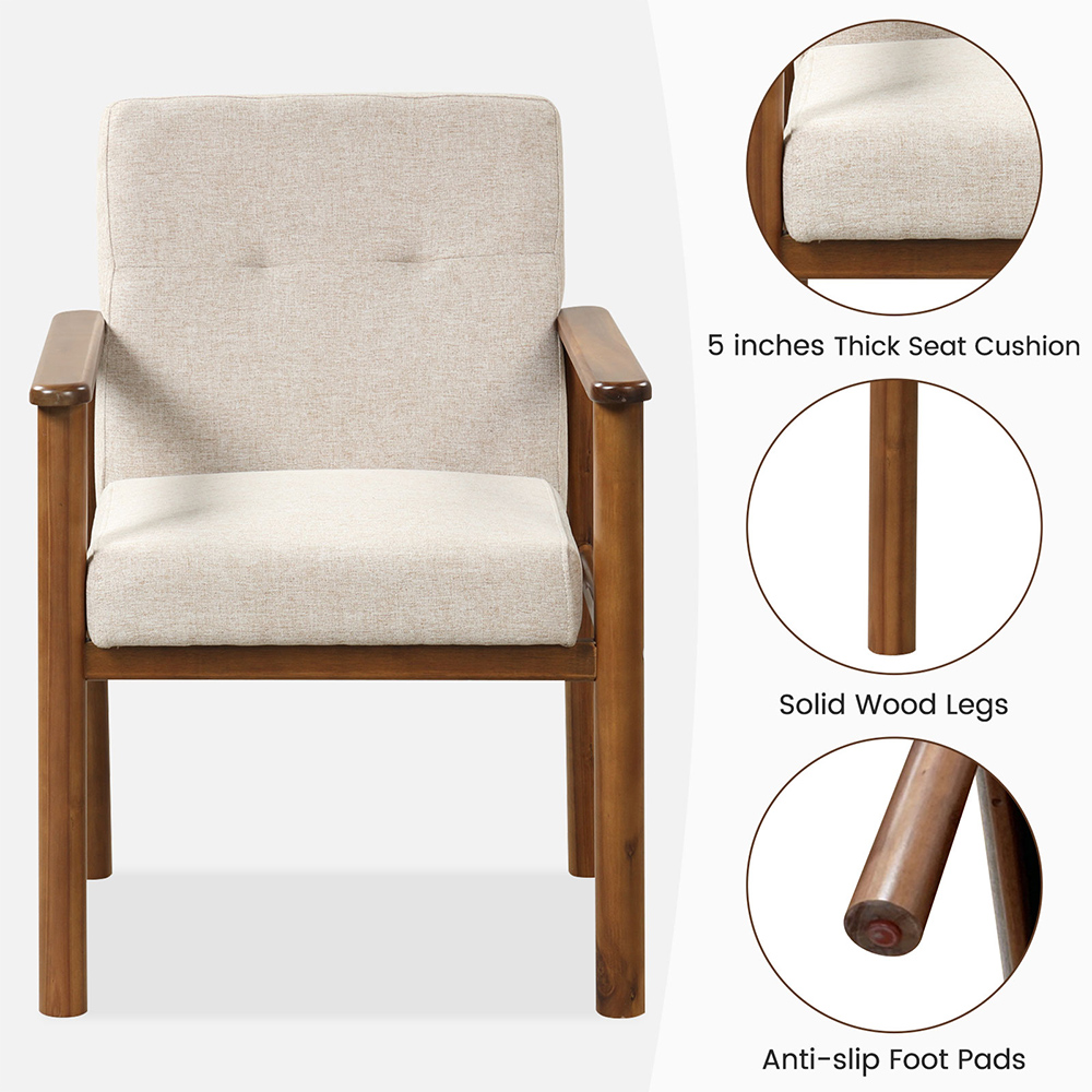 Costway Linen Soft Cushioned Modern Accent Chair Image 7