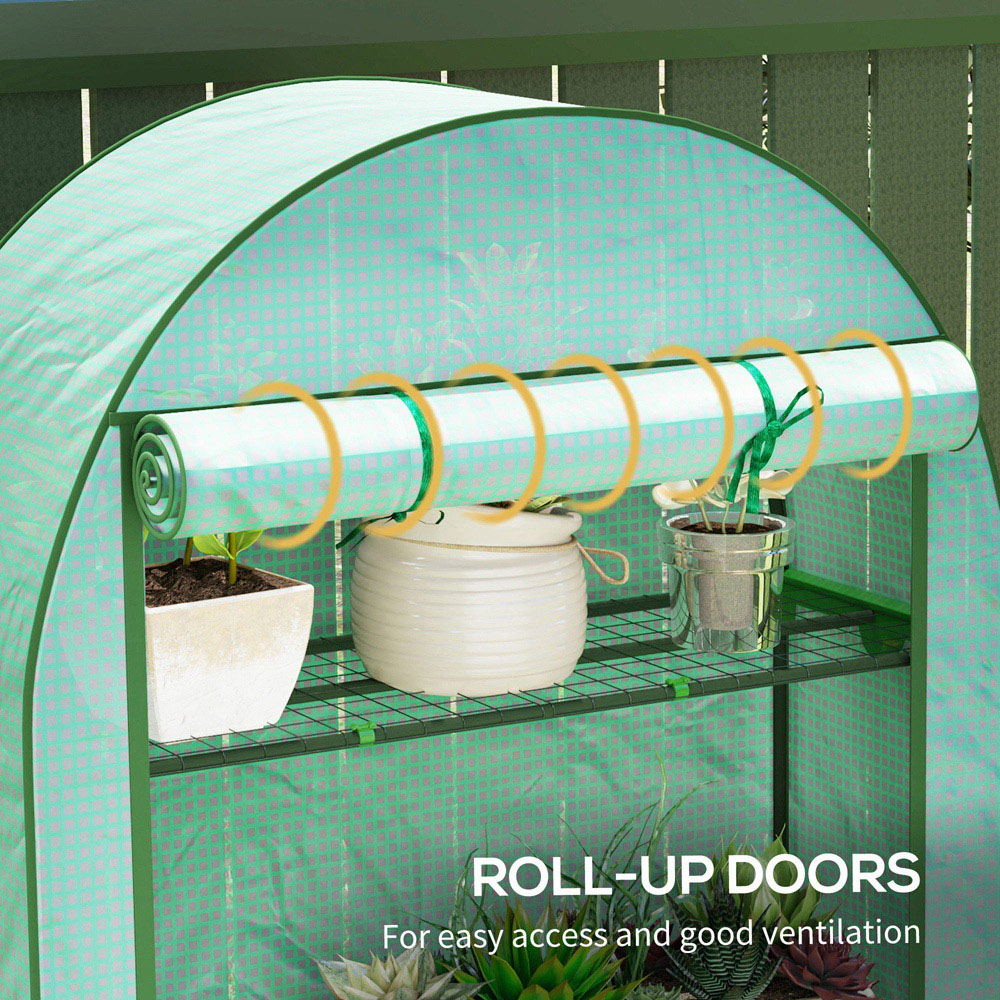 Outsunny Green 4 Shelf PE Cover 3.4 x 1.4ft Mini Greenhouse Image 6