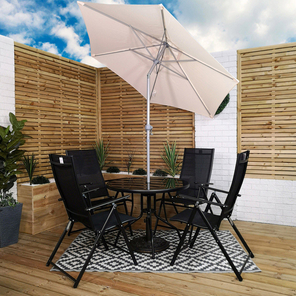 Samuel Alexander 4 Seater Round Outdoor Recliner Dining Set with Cream Parasol Image 7