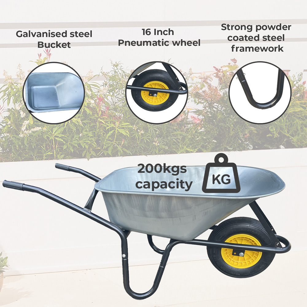 Neo 120L Large Galvanized Wheelbarrow Image 9