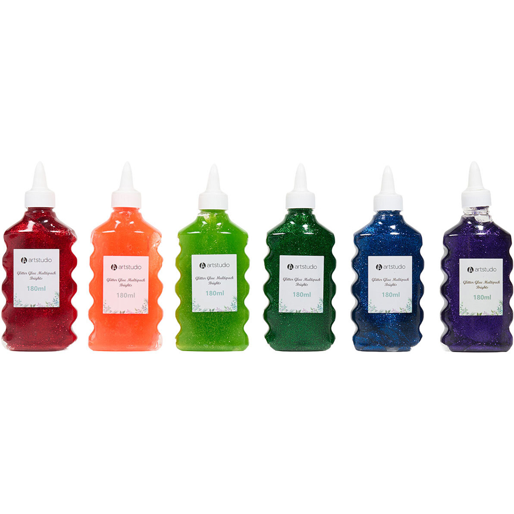 Pack of 6 Multicolour Glitter Glues Brights Image 2
