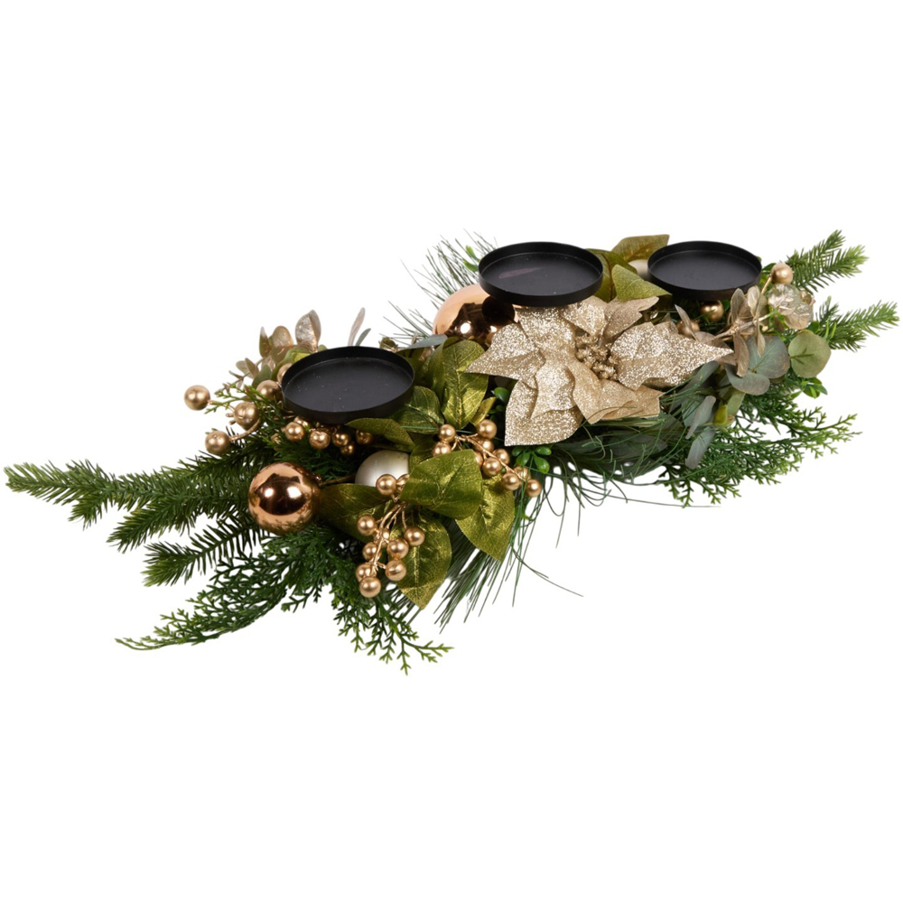 Gold Poinsettia Candle Holder Image 4