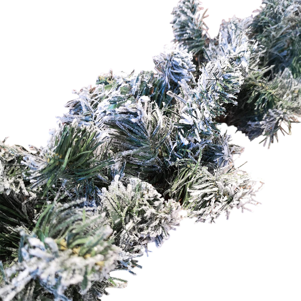 Samuel Alexander Kaemingk Imperial Green Snow Flocked Christmas Garland 270cm Image 1