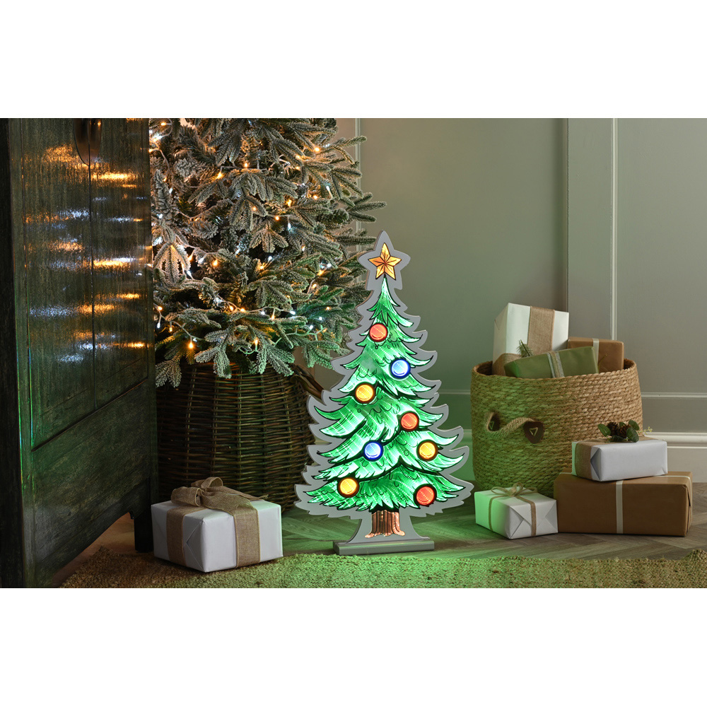 Festive 336 Multicoloured LED Tree with Baubles Infinity Christmas Decoration 66cm Image 2