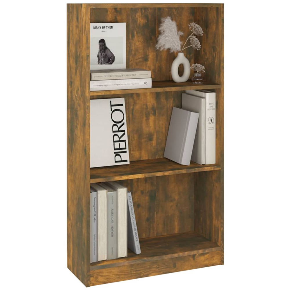 vidaXL 3 Shelf Smoked Oak Bookcase Image 4
