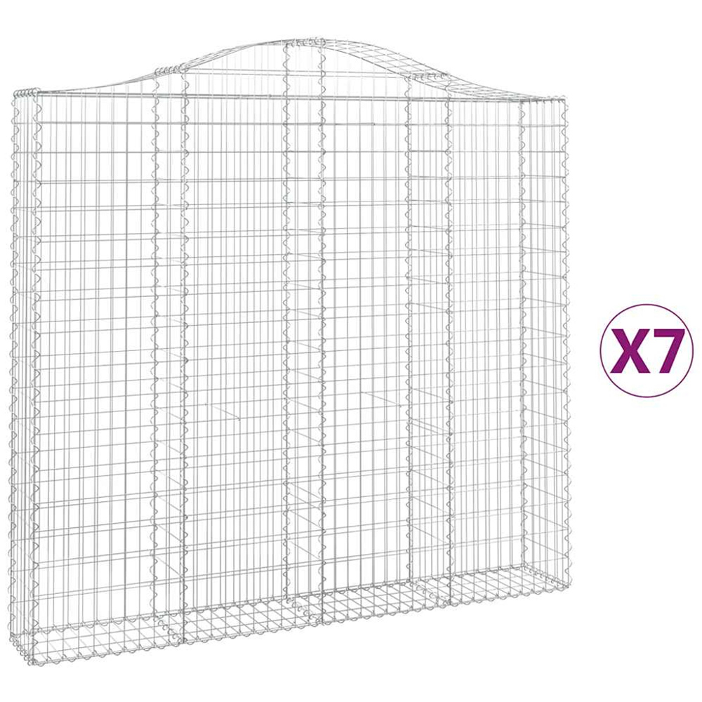 vidaXL Silver Galvanised Iron Arched Gabion Basket 200 x 30 x 180/200cm 7 Pack Image 4