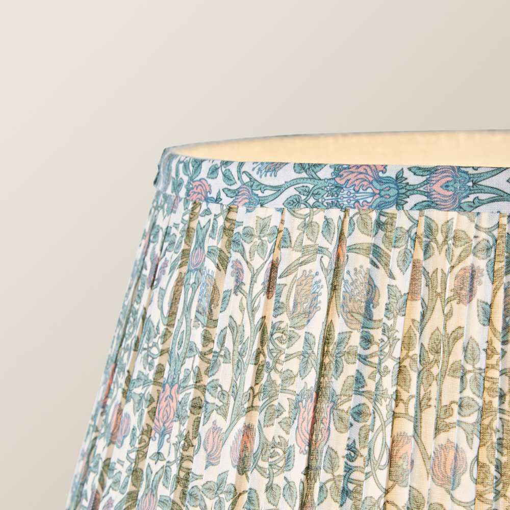 ValueLights Floral Pleated Shade Pastel Green Bobbin LED Floor Lamp with Bulb Image 5