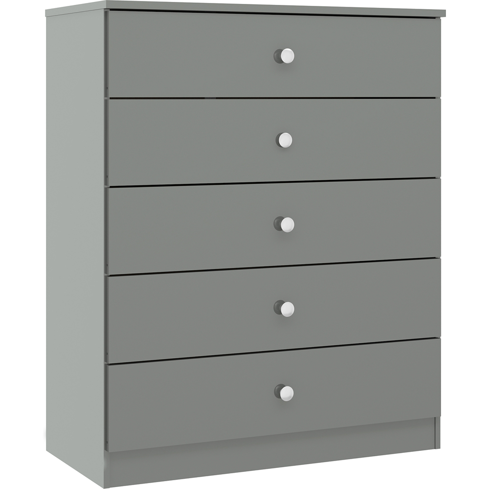 Seconique Denver 5 Drawer Grey Gloss Storage Chest Image 2