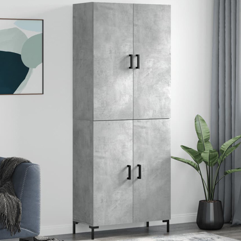 vidaXL 4 Door Concrete Grey Tall Highboard Image 1