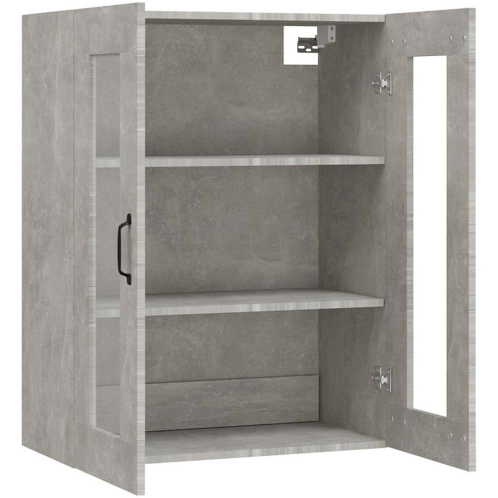 vidaXL 2 Glass Door 3 Shelf Concrete Grey Hanging Wall Cabinet Image 5