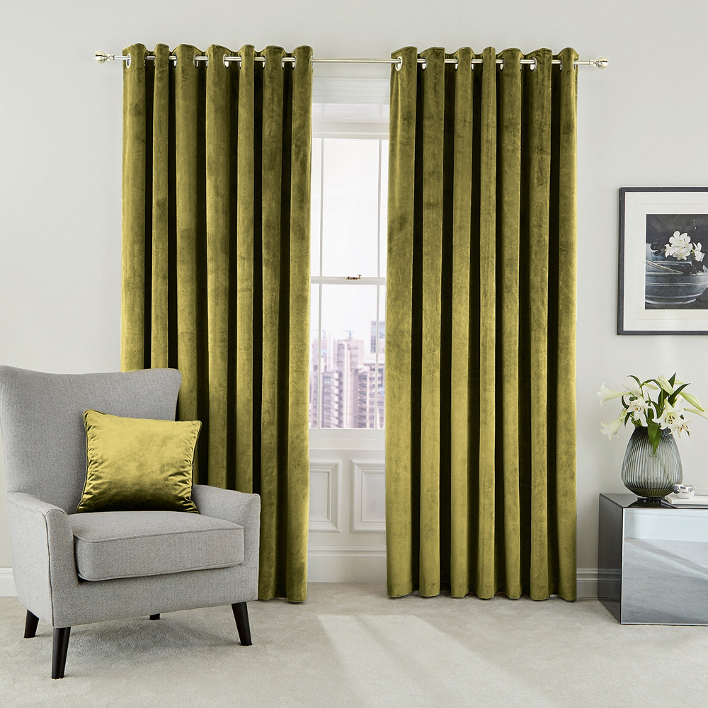 Helena Springfield Escala Lined Olive Curtains 168 x 183cm Image 3