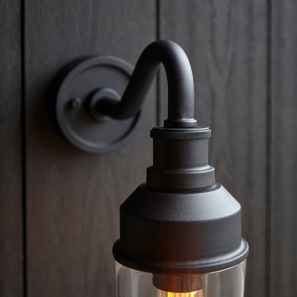 Merano Monza Matt Black Clear Glass Outdoor Wall Lantern Image 4