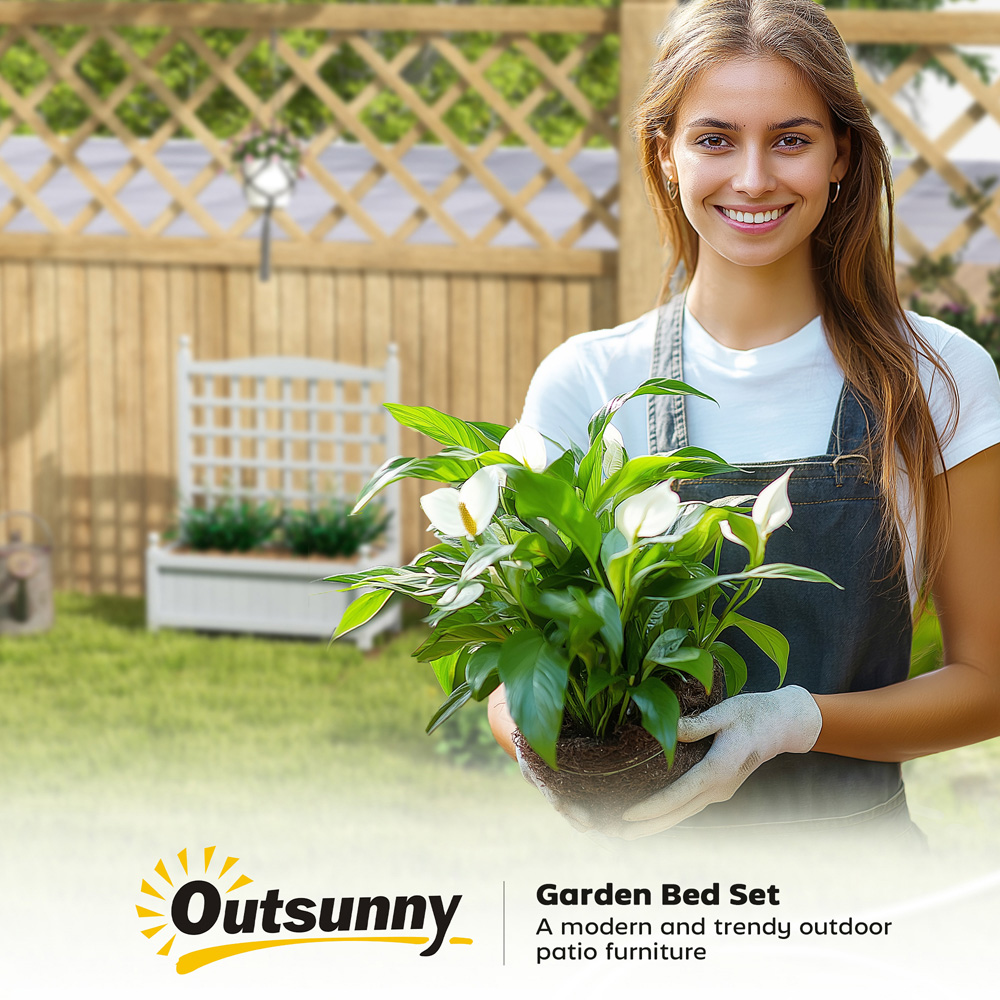 Outsunny Grey Wooden Raised Garden Bed Planter with Trellis 2.5 x 1 x 2ft Image 8
