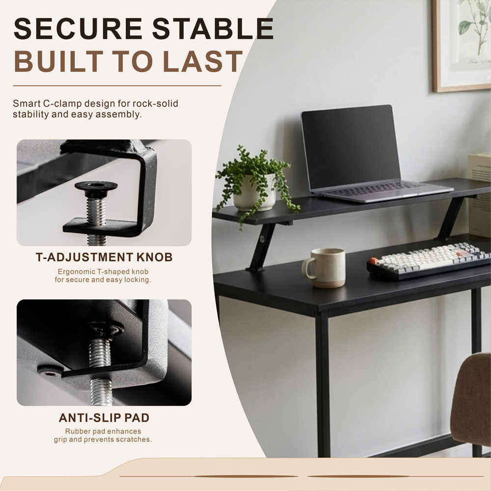 Abrihome Single Shelf Industrial Style L-Shaped Corner Computer Desk Black Image 7