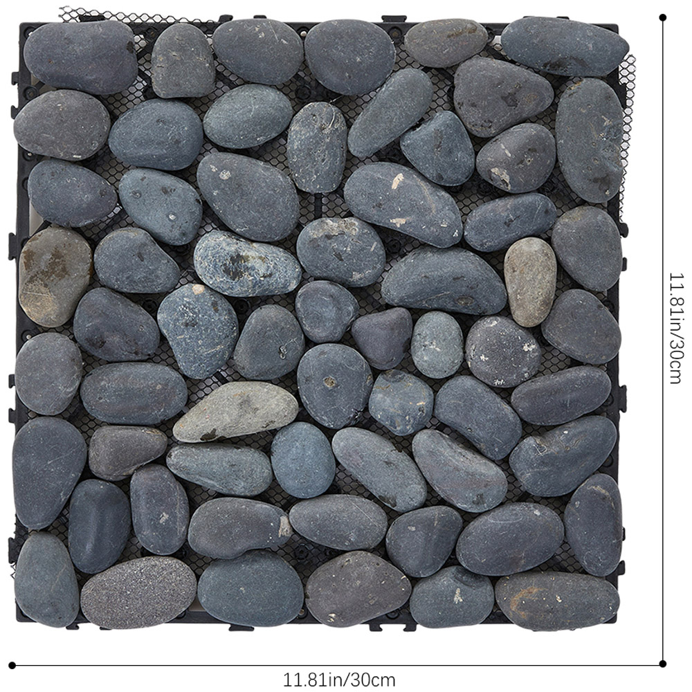 Living and Home Dark Grey Non Slip Faux Natural Pebble Interlocking Floor Tile 6 Pack Image 9